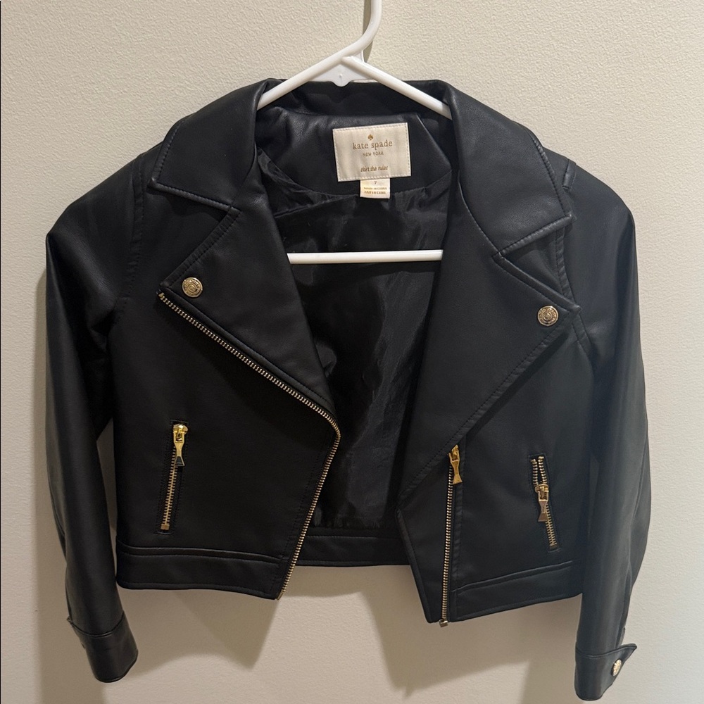 Kate Spade Black Leather Jacket with Gold Accents